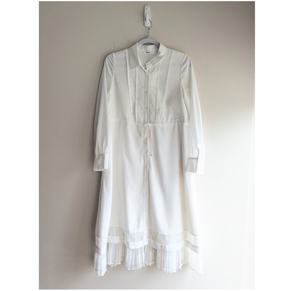 Rococo Midi Collared Dress with pleated skirt